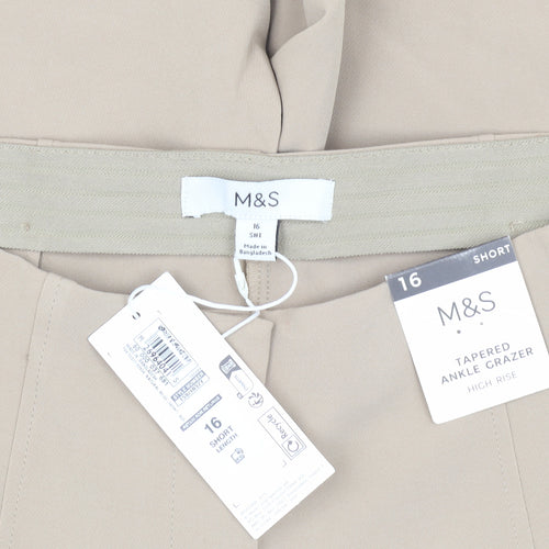 Marks and Spencer Women's Beige Ankle Trousers Size 16