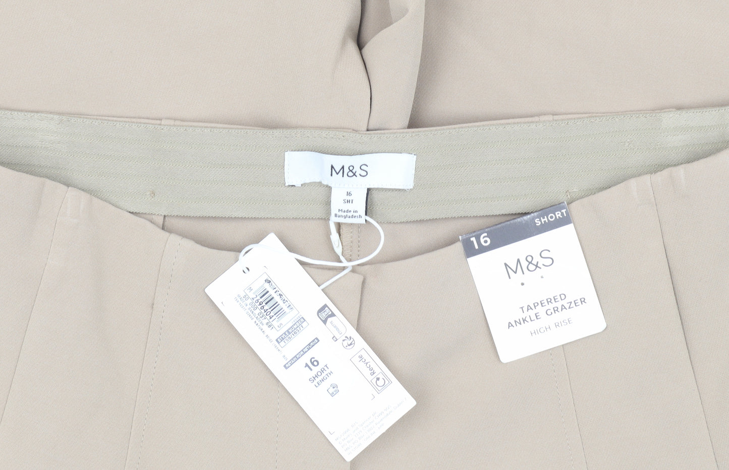Marks and Spencer Women's Beige Ankle Trousers Size 16