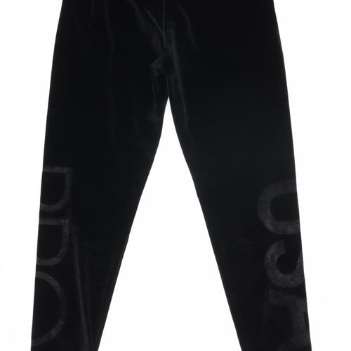 USA Pro Girls Black Velvet Jogger Trousers, Size 13 Years