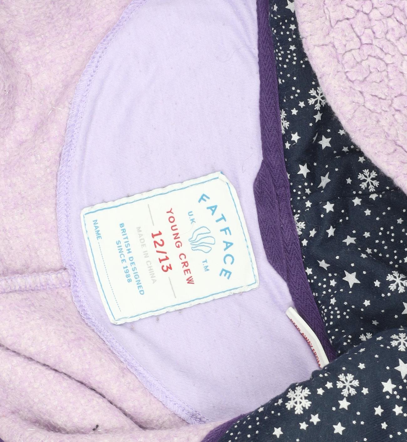 Fat Face Girls Purple Hooded Fleece One Piece 12-13 Years
