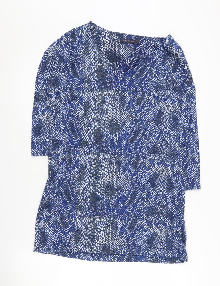 Marks and Spencer Women's Blue Animal Print Jumper Size 12