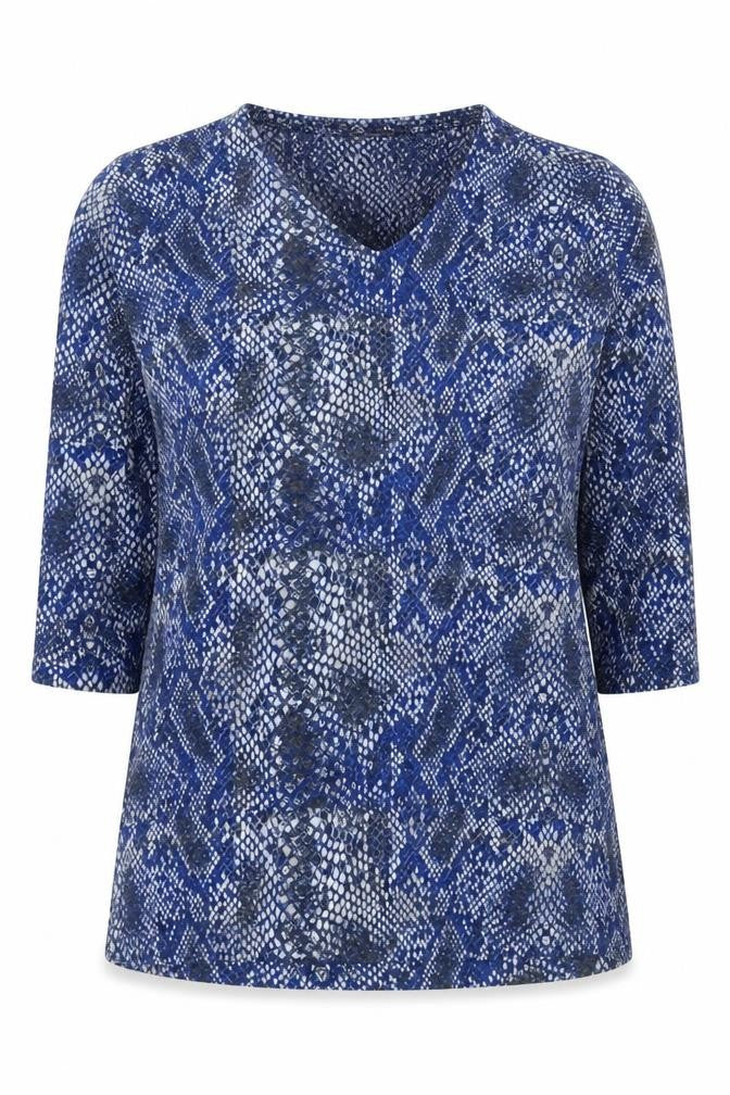 Front view of Marks & Spencer Women's Blue Animal Print Jumper, size 12