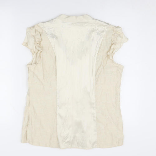 Per Una Beige Women's Size 12 V-Neck Ringer Blouse