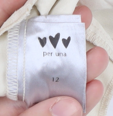 Per Una Beige Women's Size 12 V-Neck Ringer Blouse