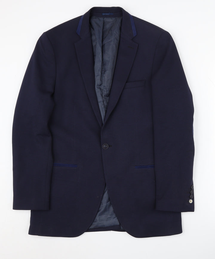Swade Men's Navy Blazer, Size 38, Regular Fit, Two-Button