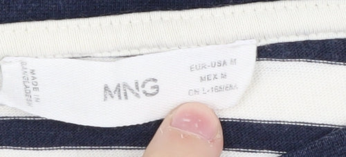 MNG Women's Multicoloured Striped T-Shirt - Size 12