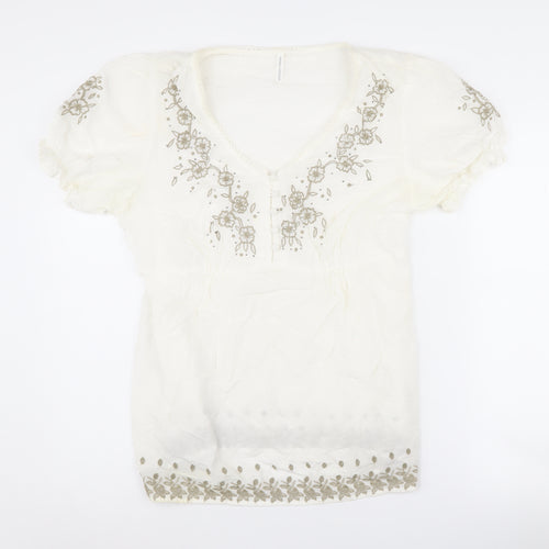 Marks and Spencer Women's Ivory Floral Blouse UK 16