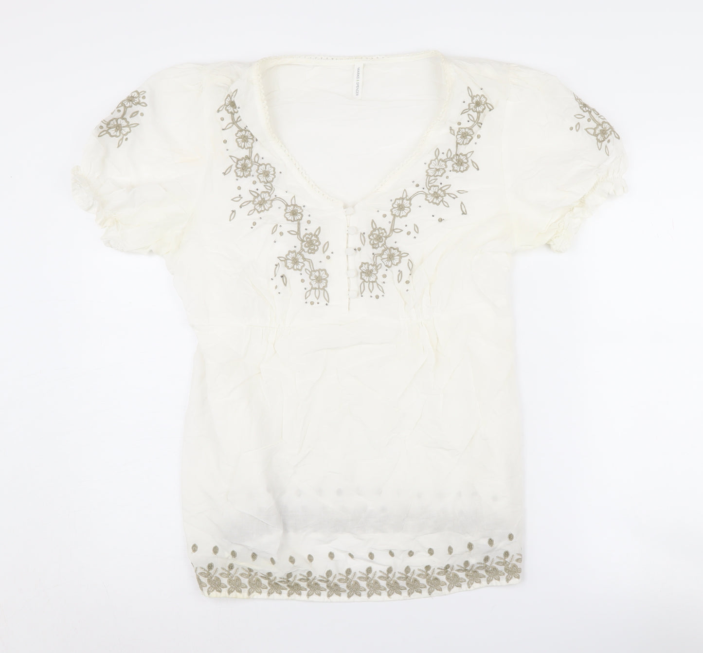 Marks and Spencer Women's Ivory Floral Blouse UK 16