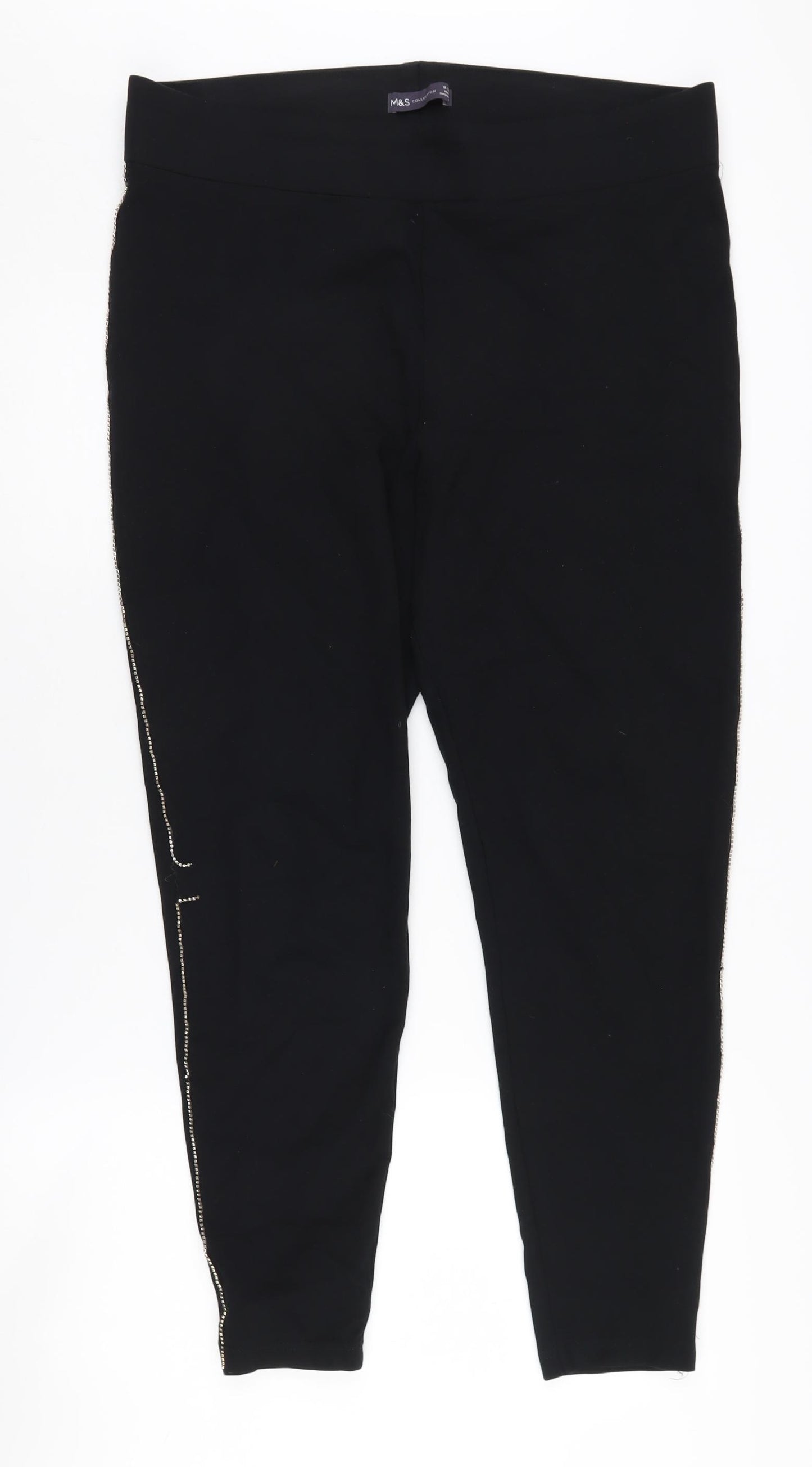 Marks and Spencer Women's Black Rhinestone Leggings, Size 18
