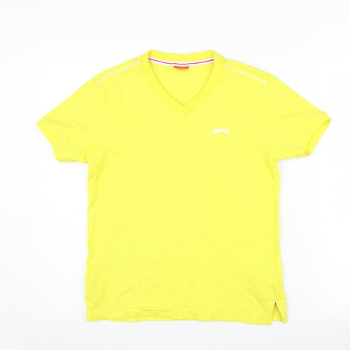 Slazenger Boys Yellow V-Neck T-Shirt, 9-10 Years, Casual Basic