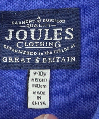 Joules Boys Blue Polo Shirt 9-10 Years Cotton Casual