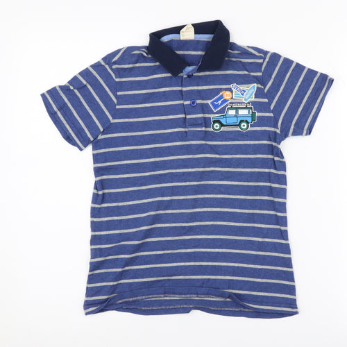 Tiny Button Boys Blue Striped Polo Shirt 7-8 Years