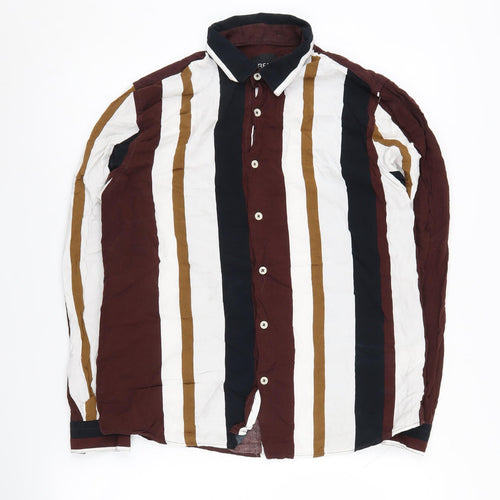 R&B Men's Multicoloured Striped Long Sleeve Shirt L