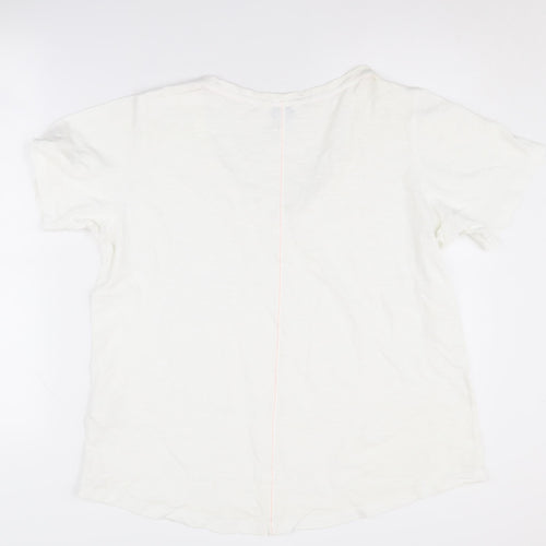 Joules Women's White V-Neck T-Shirt, Size 14, Casual