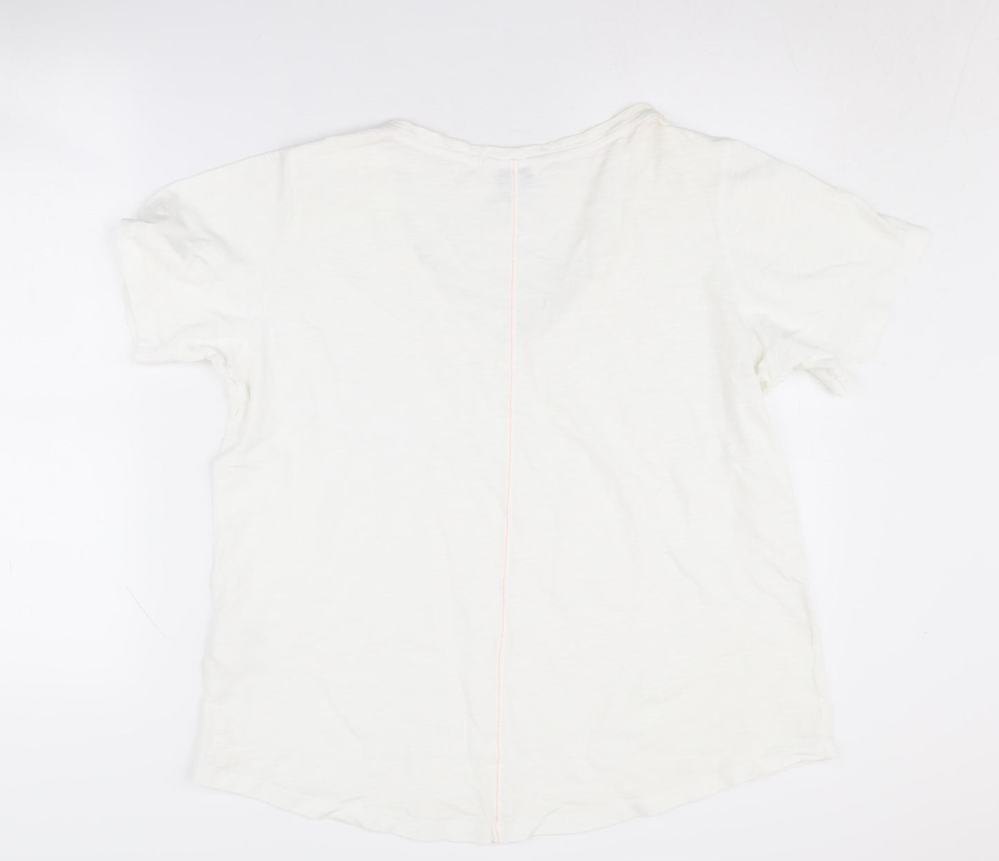 Joules Women's White V-Neck T-Shirt, Size 14, Casual