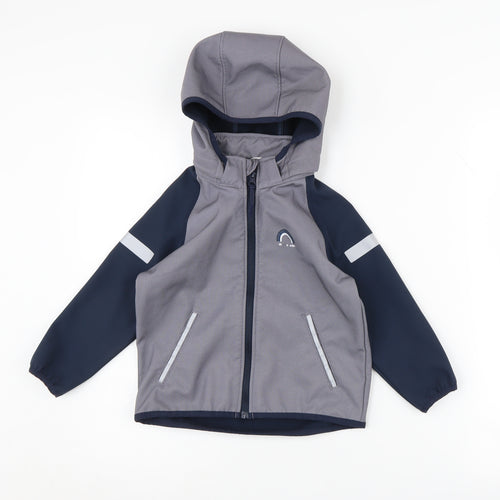 H&M Boys Grey Hooded Jacket, 3-4 Years, Reflective, Lined