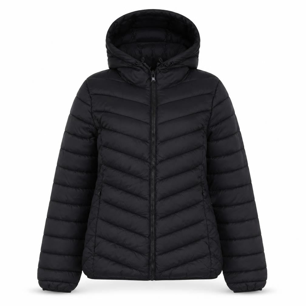 Front view of SoulCal Women's Black Puffer Jacket, size 10