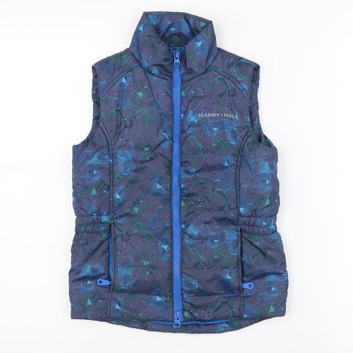 Harry Hall Boys Blue Puffer Vest 7-8 Years, Animal Pattern