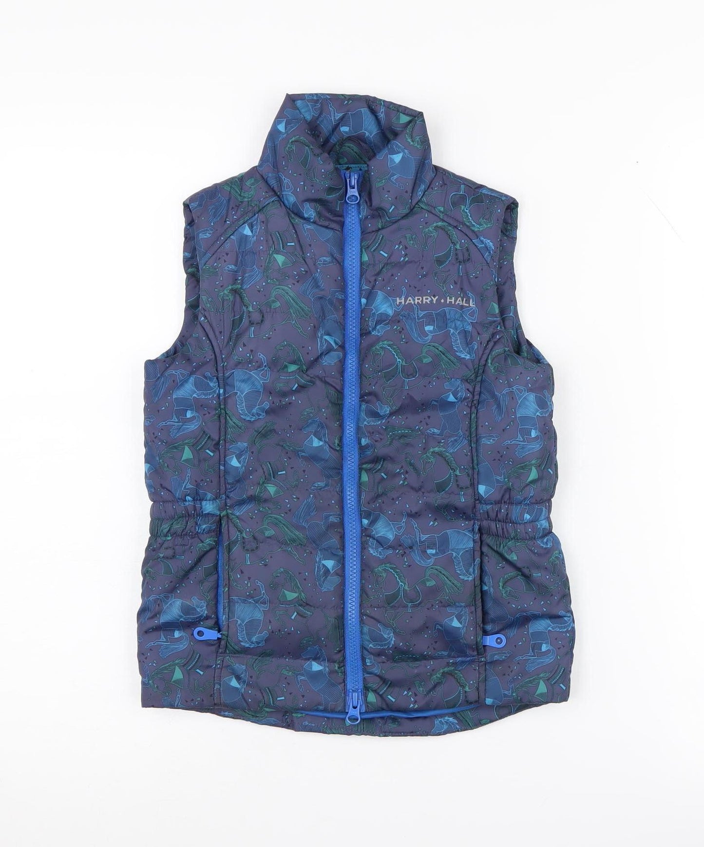 Harry Hall Boys Blue Puffer Vest 7-8 Years, Animal Pattern