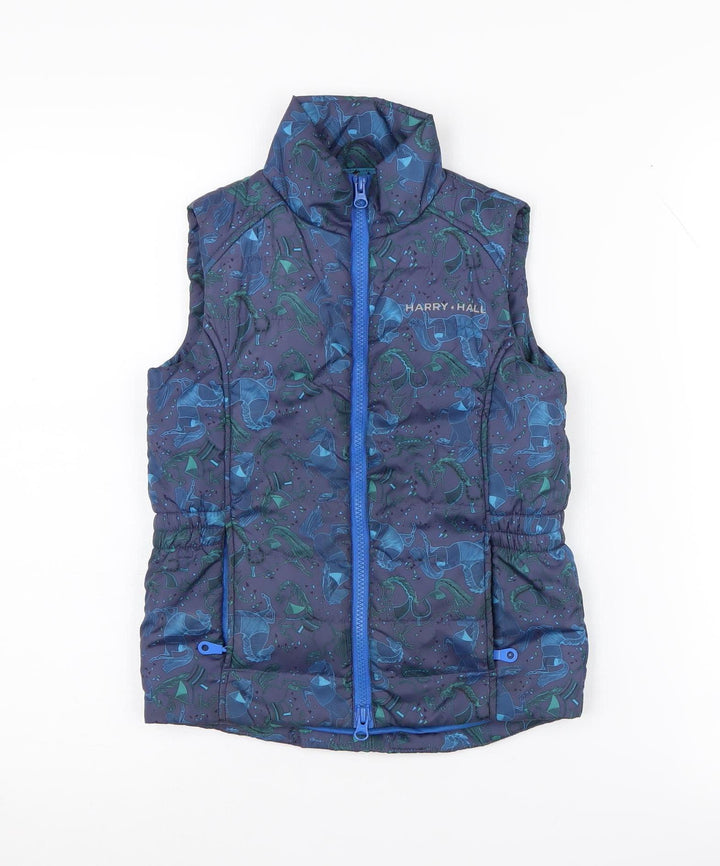 Harry Hall Boys Blue Puffer Vest 7-8 Years, Animal Pattern