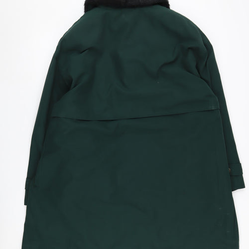Viyella Women's Green Overcoat M/L Faux Fur Collar
