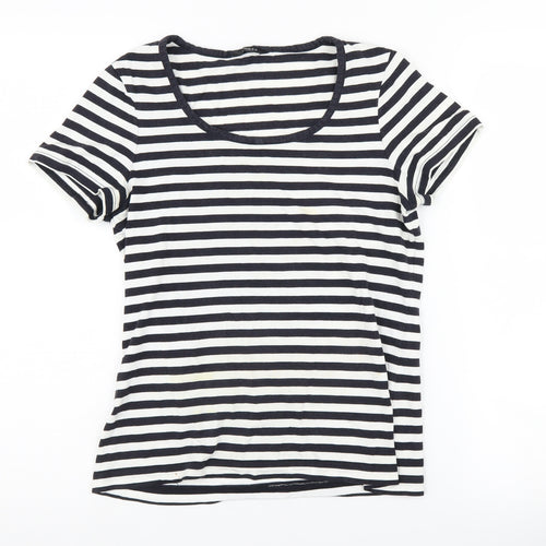 Hobbs Women's Black Striped T-Shirt Size S