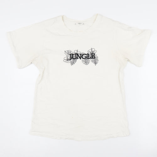 Mango Women's White Basic Cotton T-Shirt Size S