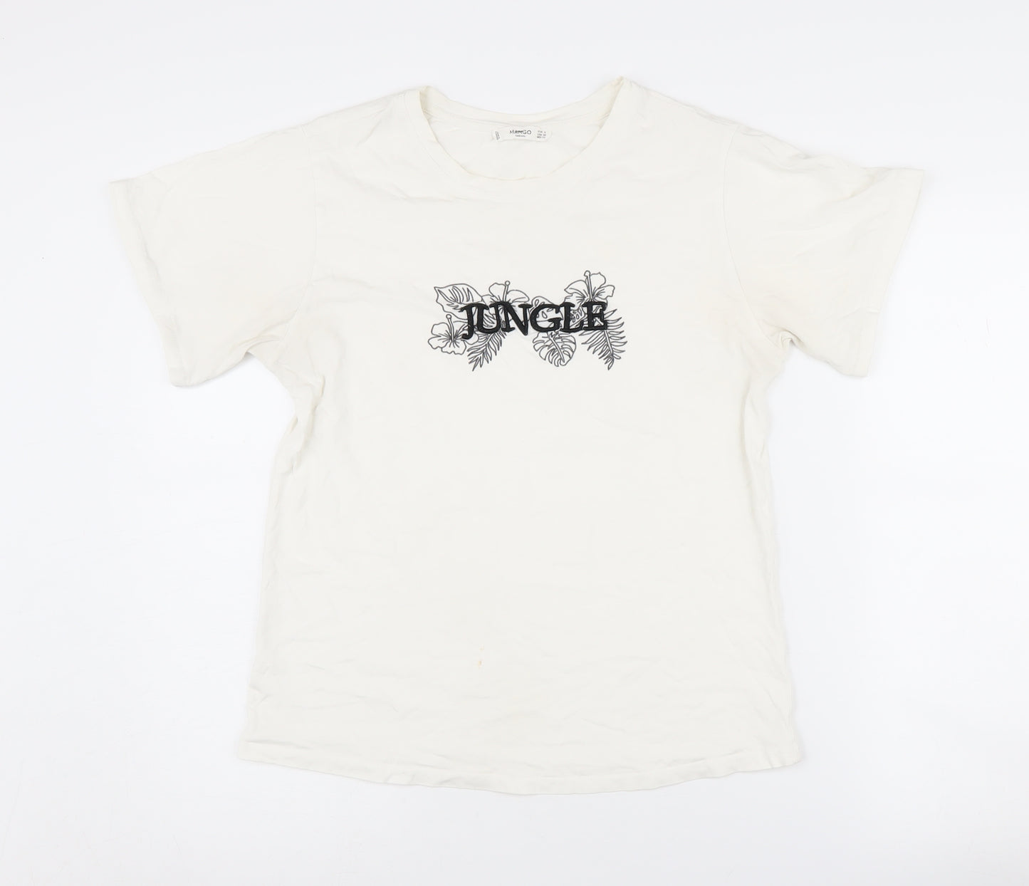 Mango Women's White Basic Cotton T-Shirt Size S