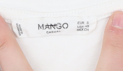 Mango Women's White Basic Cotton T-Shirt Size S
