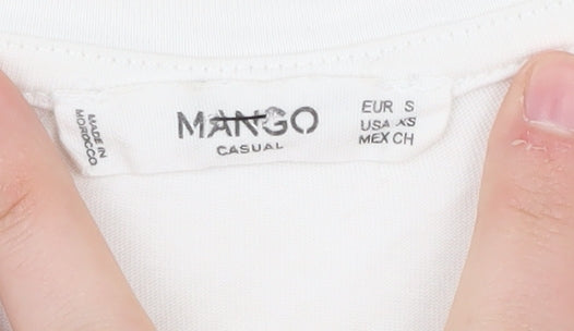 Mango Women's White Basic Cotton T-Shirt Size S