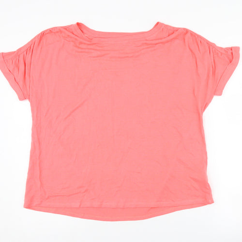 Lands' End Women’s Pink Linen-Modal Relaxed T-Shirt L