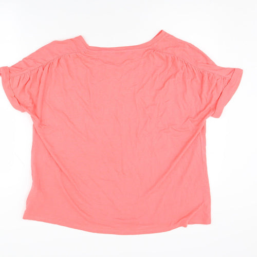 Lands' End Women’s Pink Linen-Modal Relaxed T-Shirt L