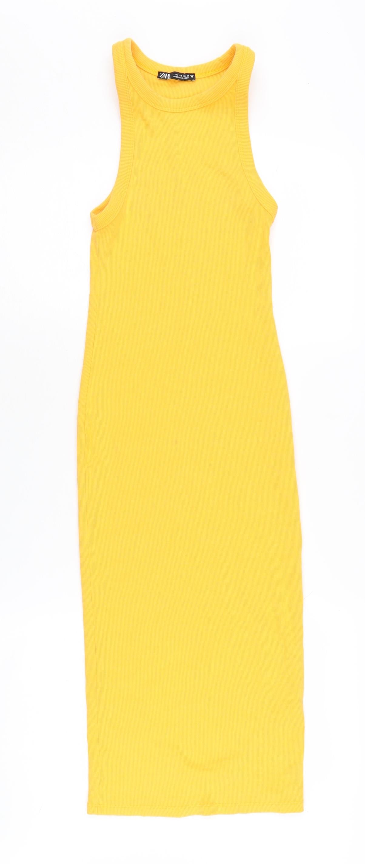 Zara Women's Yellow S Tank Midi Dress