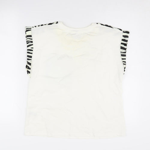 River Island Women's Zebra Print T-Shirt, Size 10, White