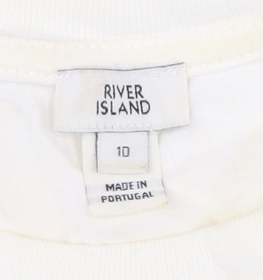 River Island Women's Zebra Print T-Shirt, Size 10, White