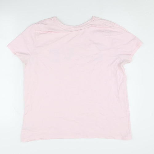 Disney Women's Pink Love T-Shirt UK 16 Crew Neck Short Sleeve