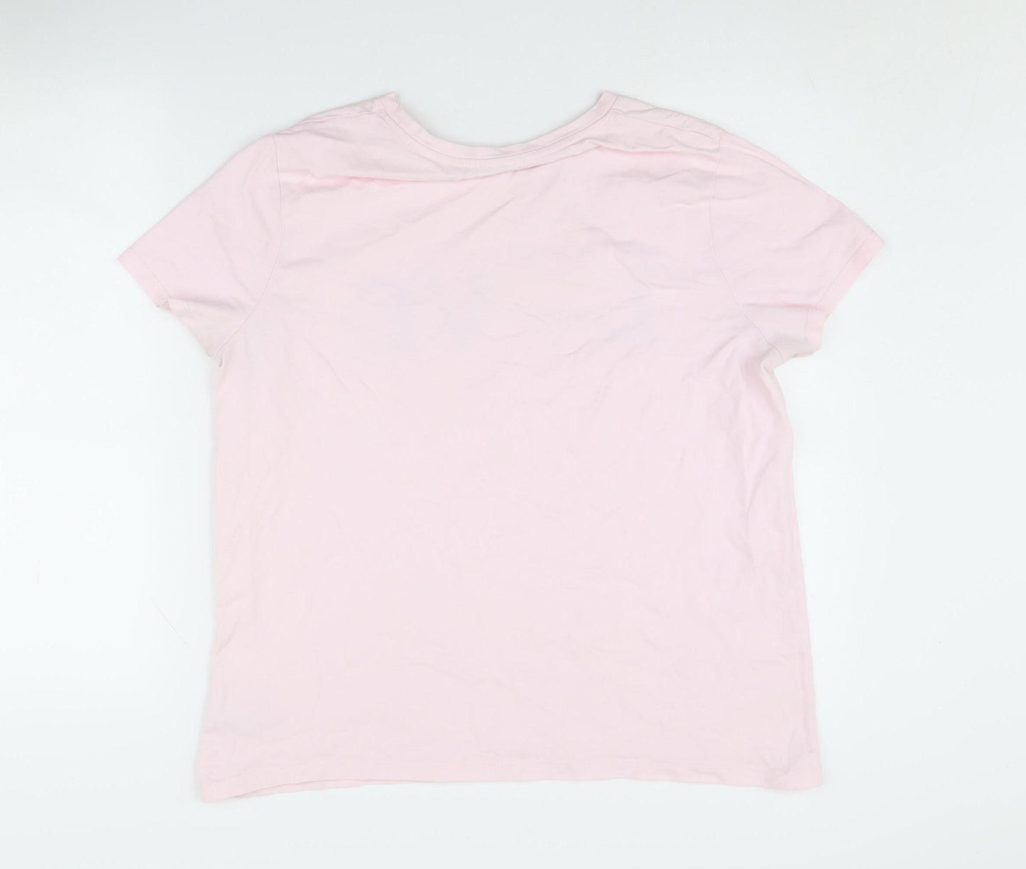 Disney Women's Pink Love T-Shirt UK 16 Crew Neck Short Sleeve