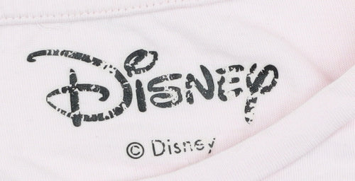 Disney Women's Pink Love T-Shirt UK 16 Crew Neck Short Sleeve