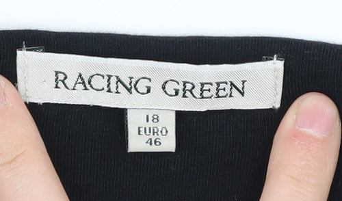 Racing Green Black Camisole Tank Top, Size 18, Cotton Blend