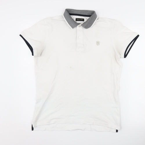 Massimo Dutti Men's White Polo M - Casual and Stylish