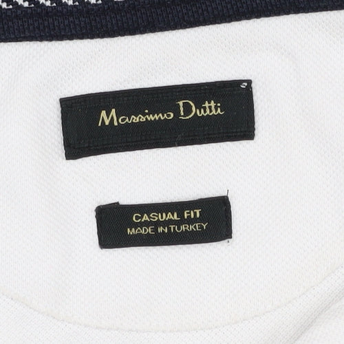 Massimo Dutti Men's White Polo M - Casual and Stylish