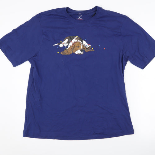 John Lewis Men's Blue Graphic T-Shirt, Medium, Organic Cotton