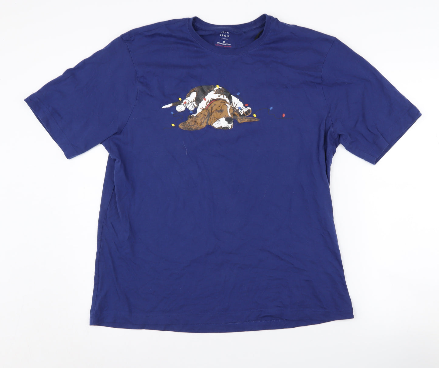 John Lewis Men's Blue Graphic T-Shirt, Medium, Organic Cotton