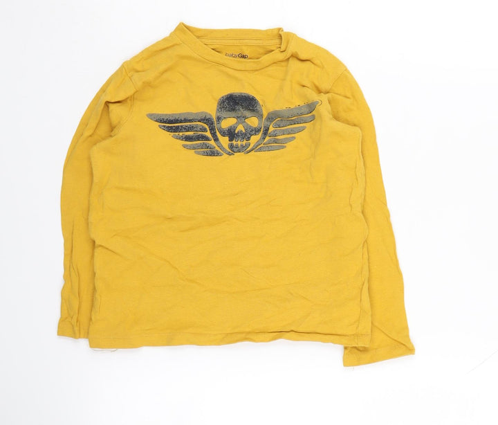 Gap Boys Yellow Graphic T-Shirt, Age 5, Long Sleeve, Casual