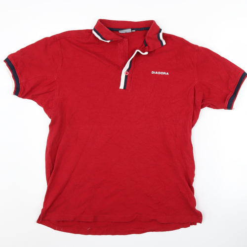 Diadora Men's Red Polo Shirt Size M
