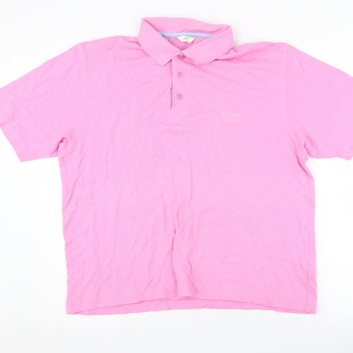 Cotton Traders Men’s Pink Polo Shirt L - Casual, Solid Knit