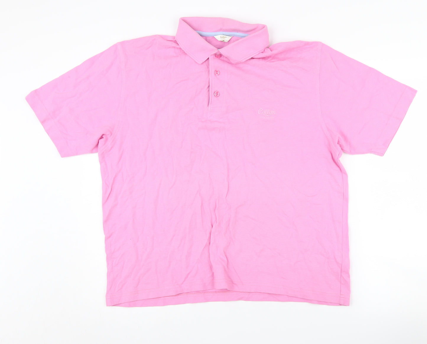 Cotton Traders Men’s Pink Polo Shirt L - Casual, Solid Knit