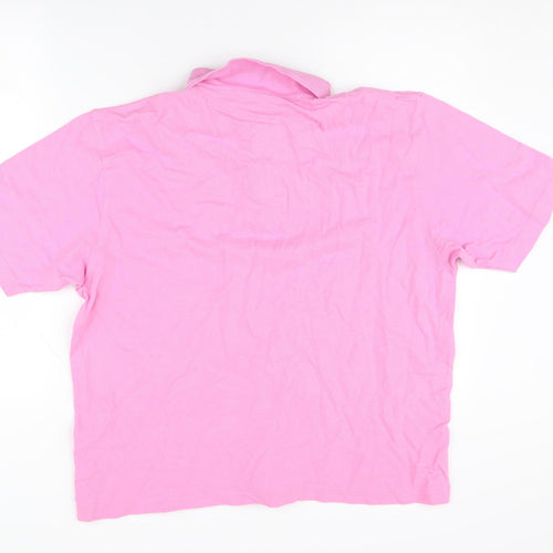 Cotton Traders Men’s Pink Polo Shirt L - Casual, Solid Knit