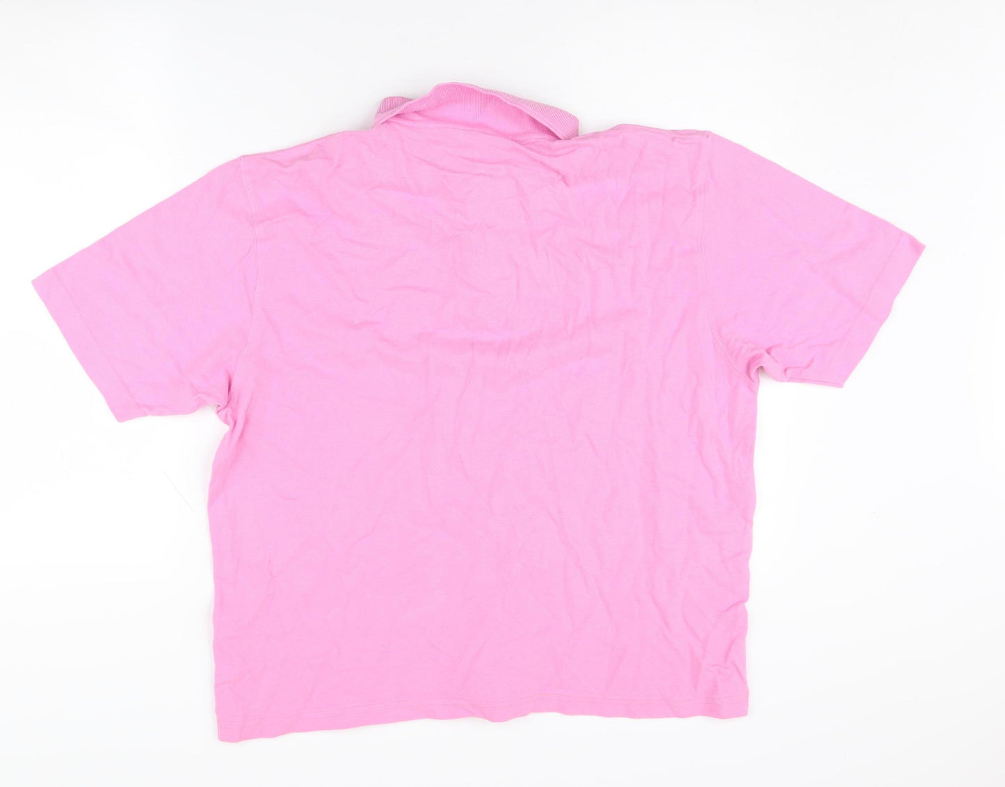 Cotton Traders Men’s Pink Polo Shirt L - Casual, Solid Knit