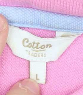 Cotton Traders Men’s Pink Polo Shirt L - Casual, Solid Knit
